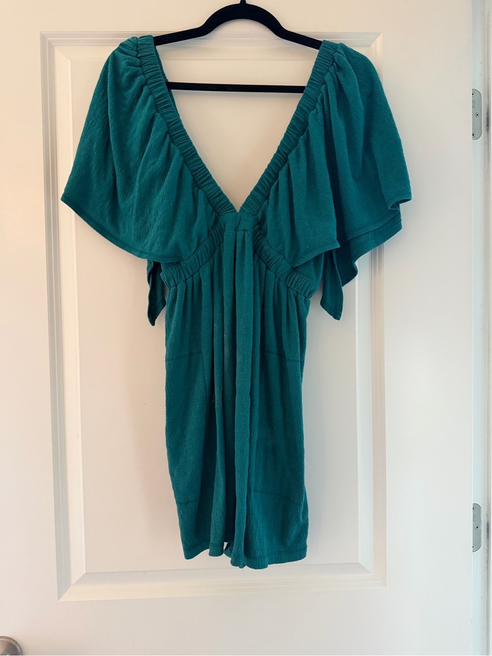 Free People Teal Green V-Neck Short Jumpsuit